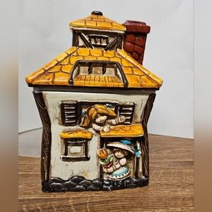 Vintage 1993 Giftcraft Ceramic Cottage with Kids Cookie Jar